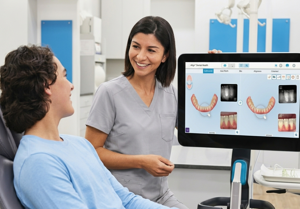 Dr Sandra Pedram reviewing an iTero scan with a patient