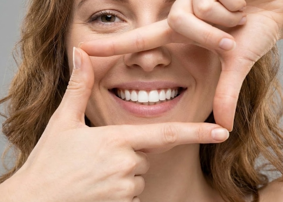 Woman smiling showing beautiful teeth